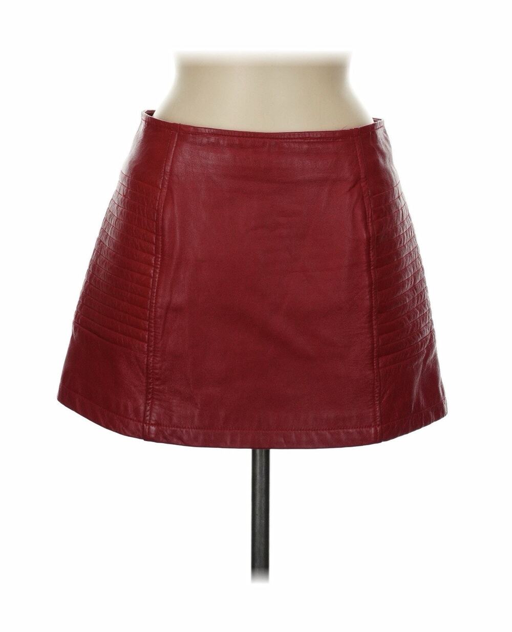 William B Red Leather Mini Skirt Silk Lined M